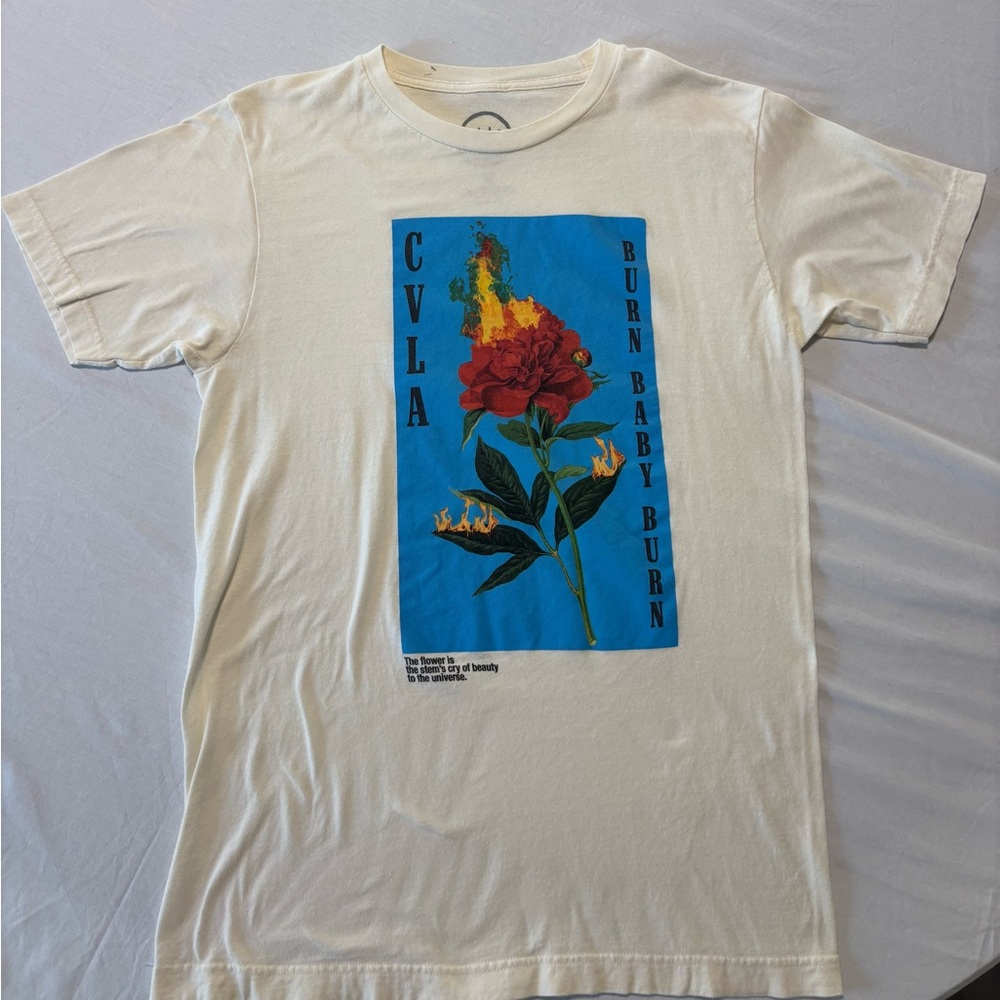Cream Graphic Tee with Floral Design